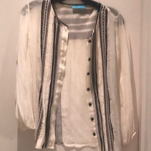 Sheer black and white blouse